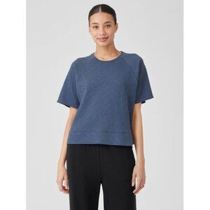 Eileen Fisher Size XS Organic Cotton Slubby Rib Knit Short Sleeve Top